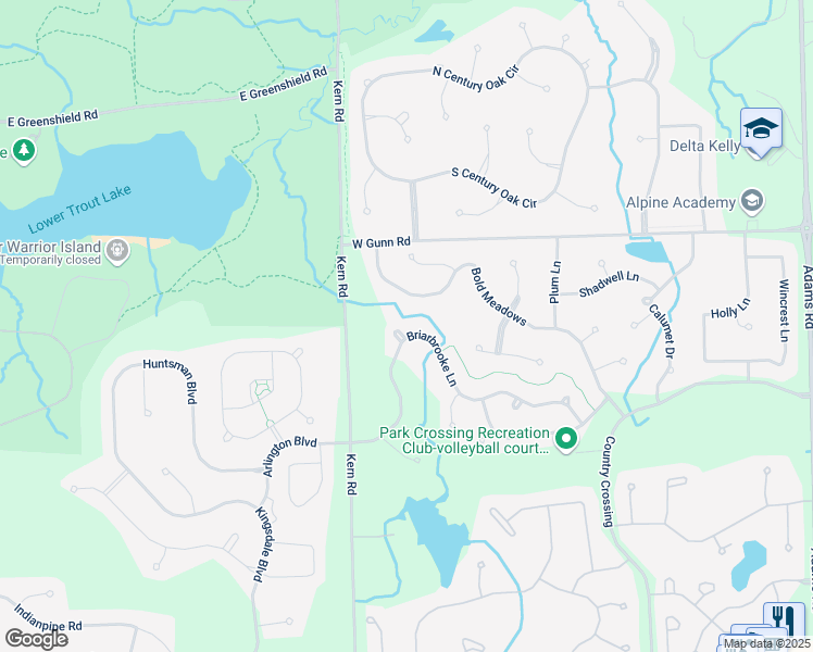 map of restaurants, bars, coffee shops, grocery stores, and more near 3796 Briarbrooke Lane in Oakland charter Township