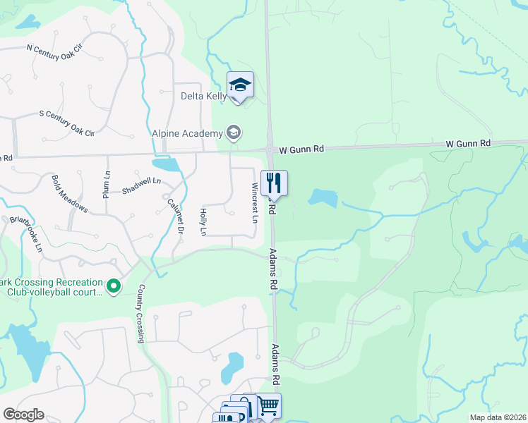 map of restaurants, bars, coffee shops, grocery stores, and more near 4149 Wincrest Lane in Rochester