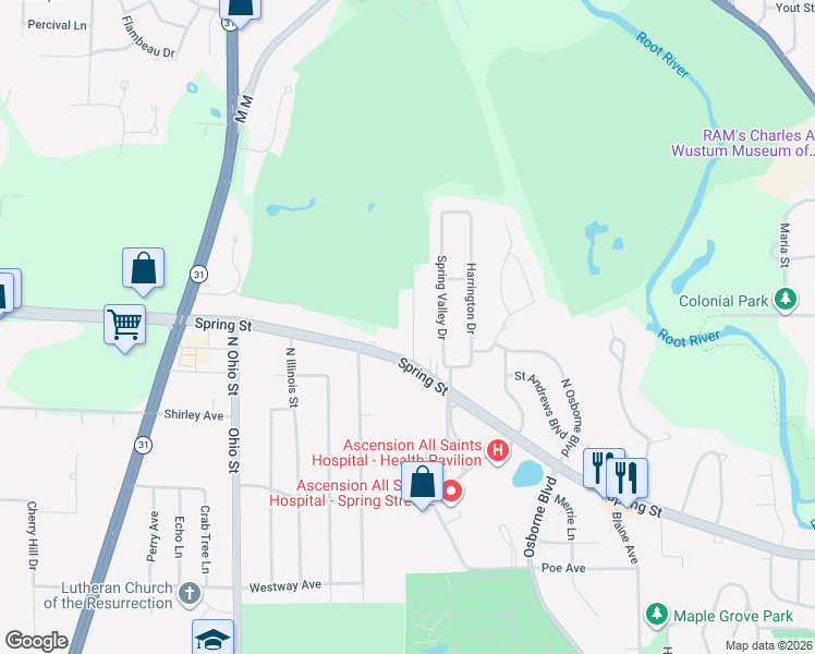 map of restaurants, bars, coffee shops, grocery stores, and more near 1338 Meadowbrook Boulevard in Mount Pleasant