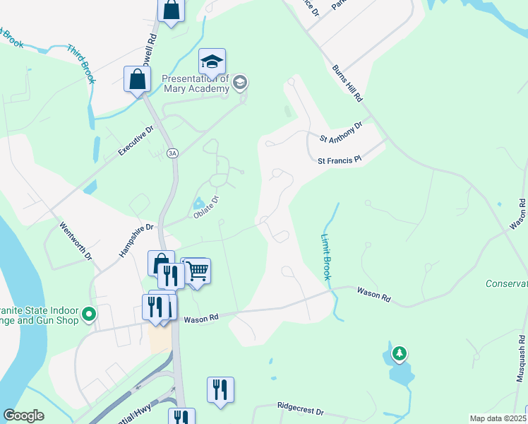 map of restaurants, bars, coffee shops, grocery stores, and more near 46 Quail Run Drive in Hudson