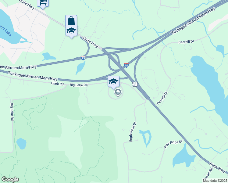 map of restaurants, bars, coffee shops, grocery stores, and more near 8211 Big Lake Road in Clarkston