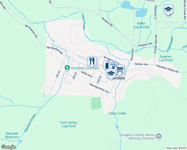 map of restaurants, bars, coffee shops, grocery stores, and more near 124 3rd Street in Glendale