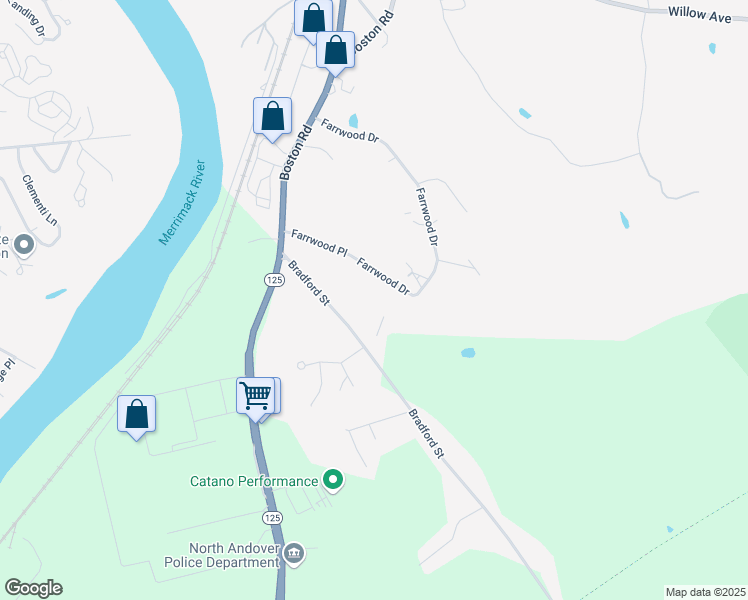 map of restaurants, bars, coffee shops, grocery stores, and more near 17 Farrwood Drive in Haverhill