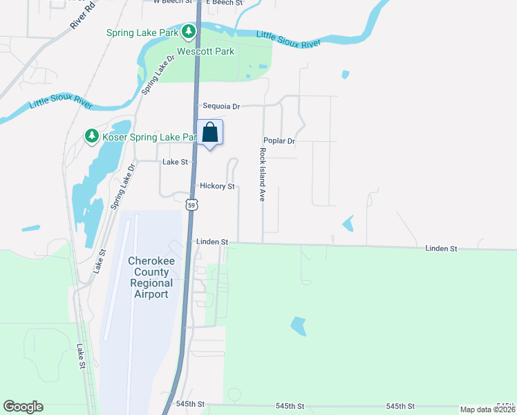 map of restaurants, bars, coffee shops, grocery stores, and more near 1010 Rock Island Avenue in Cherokee