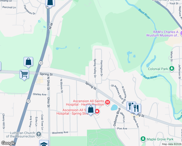 map of restaurants, bars, coffee shops, grocery stores, and more near 1338 Meadowbrook Boulevard in Mount Pleasant
