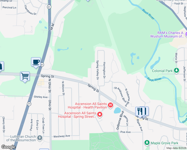 map of restaurants, bars, coffee shops, grocery stores, and more near 1338 Meadowbrook Boulevard in Mount Pleasant