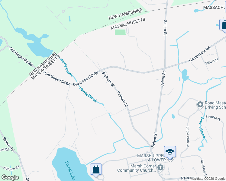 map of restaurants, bars, coffee shops, grocery stores, and more near 416 Pelham Street in Methuen