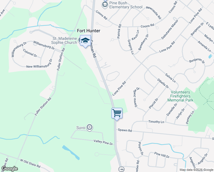 map of restaurants, bars, coffee shops, grocery stores, and more near 3570 Carman Road in Schenectady