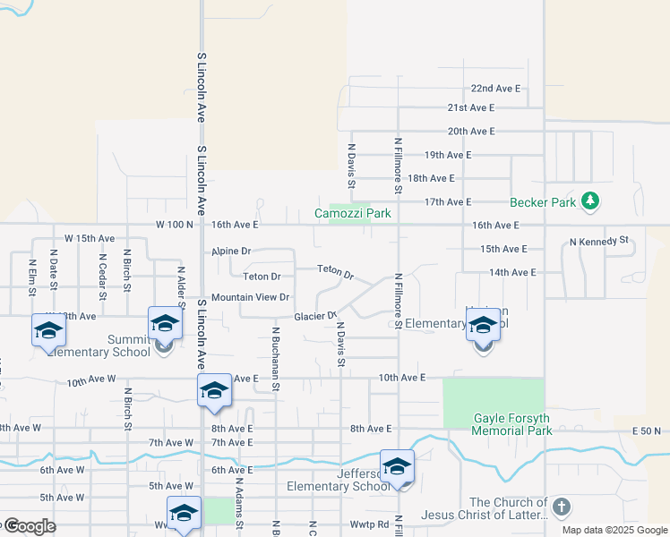 map of restaurants, bars, coffee shops, grocery stores, and more near 456 Teton Drive in Jerome