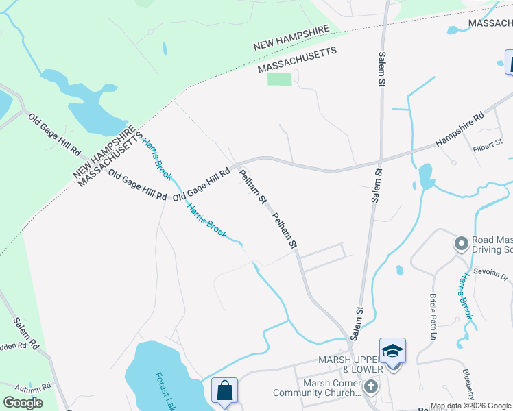 map of restaurants, bars, coffee shops, grocery stores, and more near 416 Pelham Street in Methuen