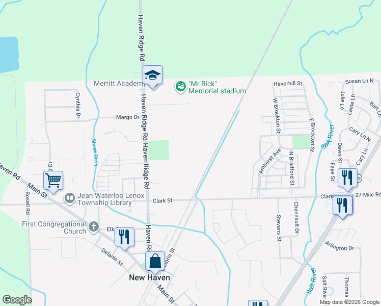 map of restaurants, bars, coffee shops, grocery stores, and more near 31255 Clark Street in New Haven