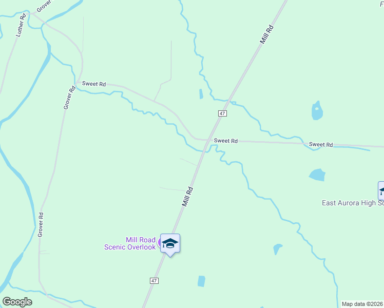 map of restaurants, bars, coffee shops, grocery stores, and more near 1095 Mill Road in East Aurora