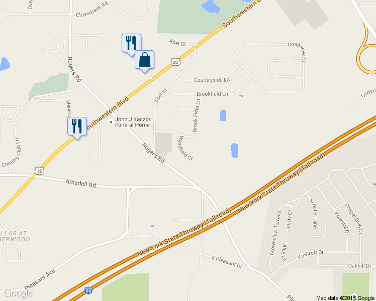 map of restaurants, bars, coffee shops, grocery stores, and more near 5511 Wyndfield Court in Hamburg