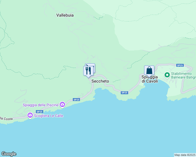map of restaurants, bars, coffee shops, grocery stores, and more near 55 Salita Virgilio in Secchetto