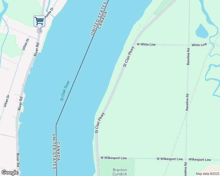 map of restaurants, bars, coffee shops, grocery stores, and more near 3071 Saint Clair Parkway in Sombra