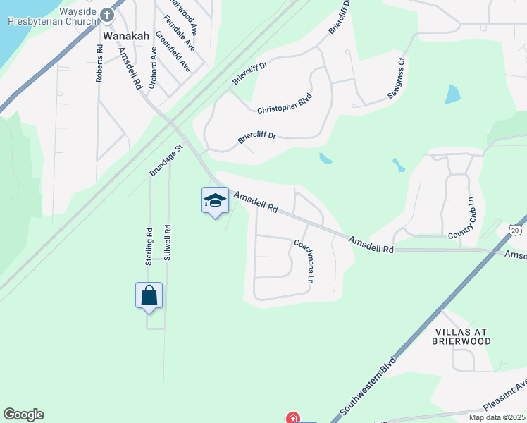map of restaurants, bars, coffee shops, grocery stores, and more near 2786 Amsdell Road in Hamburg