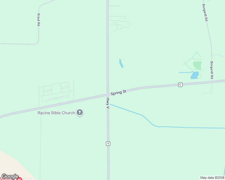 map of restaurants, bars, coffee shops, grocery stores, and more near 1302 County Road V in Mount Pleasant