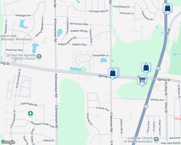 map of restaurants, bars, coffee shops, grocery stores, and more near 5600 Spring Street in Mount Pleasant