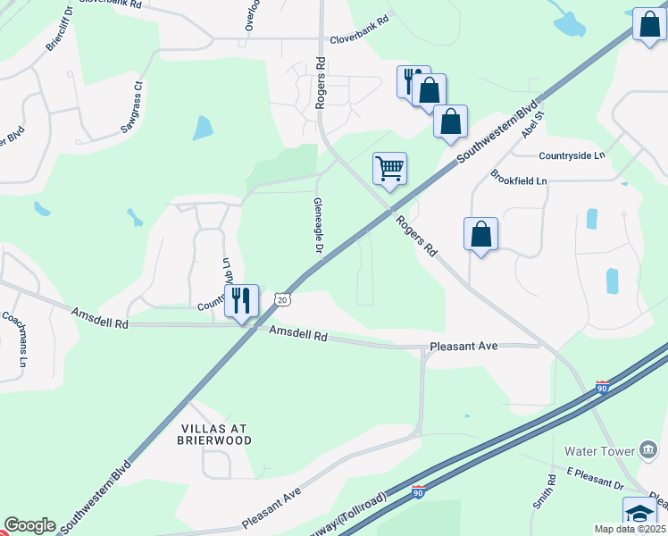 map of restaurants, bars, coffee shops, grocery stores, and more near 5489 Southwestern Boulevard in Hamburg