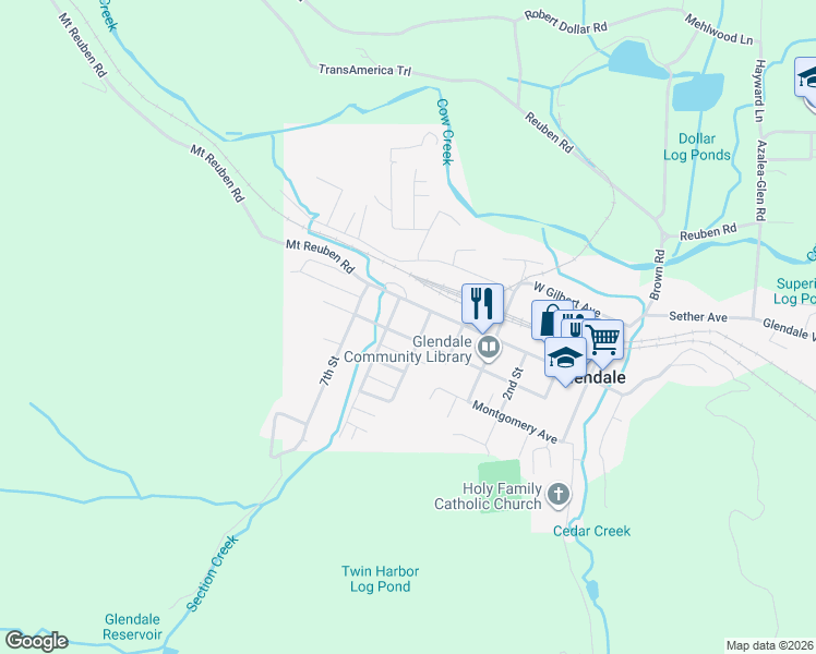 map of restaurants, bars, coffee shops, grocery stores, and more near 632 Pacific Avenue in Glendale