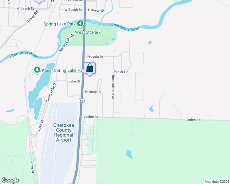 map of restaurants, bars, coffee shops, grocery stores, and more near 912 Rock Island Avenue in Cherokee