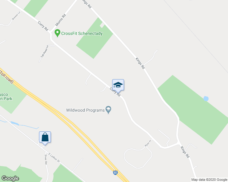 map of restaurants, bars, coffee shops, grocery stores, and more near 2965 Curry Road in Schenectady