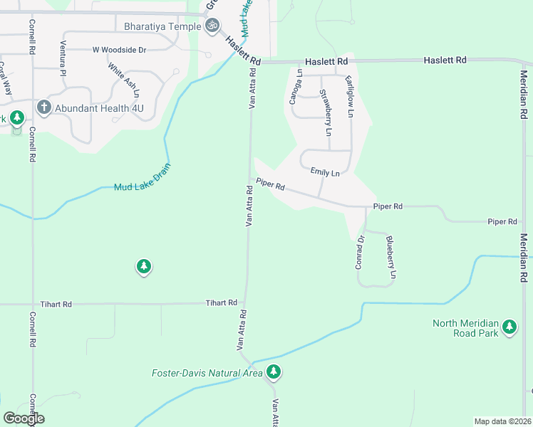 map of restaurants, bars, coffee shops, grocery stores, and more near 5396 Van Atta Rd in Okemos