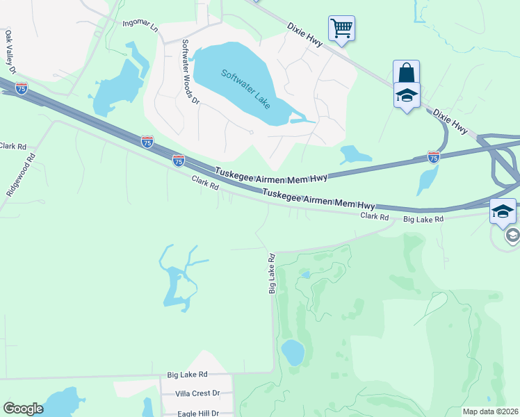 map of restaurants, bars, coffee shops, grocery stores, and more near 8841 Clark Rd in Clarkston