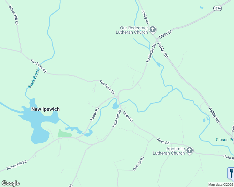 map of restaurants, bars, coffee shops, grocery stores, and more near 103 Smithville Road in New Ipswich