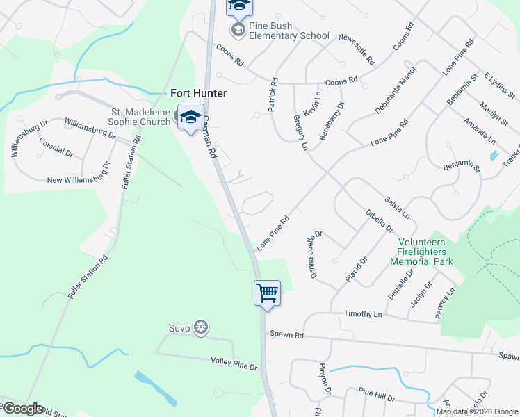 map of restaurants, bars, coffee shops, grocery stores, and more near 406 Mallards Pond Lane in Schenectady