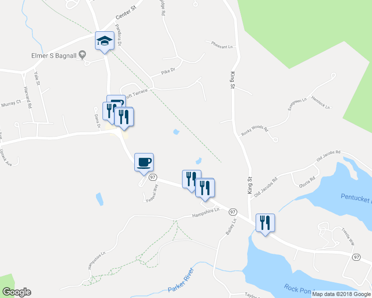 map of restaurants, bars, coffee shops, grocery stores, and more near 938 Salem Street in Groveland