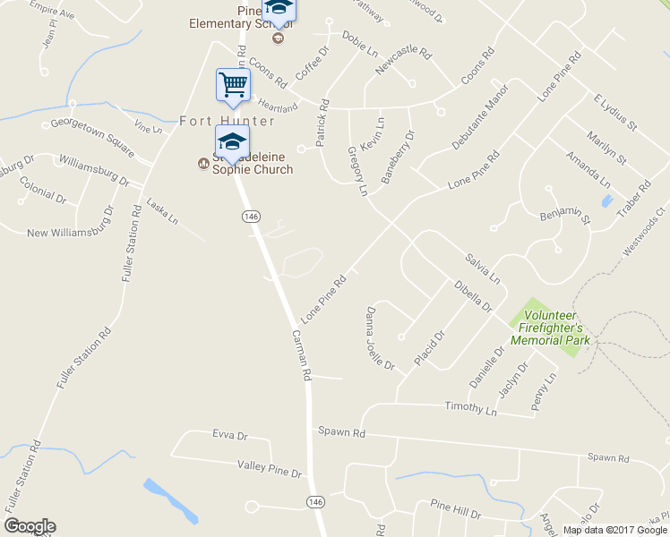 map of restaurants, bars, coffee shops, grocery stores, and more near 3035 Lone Pine Rd in Schenectady