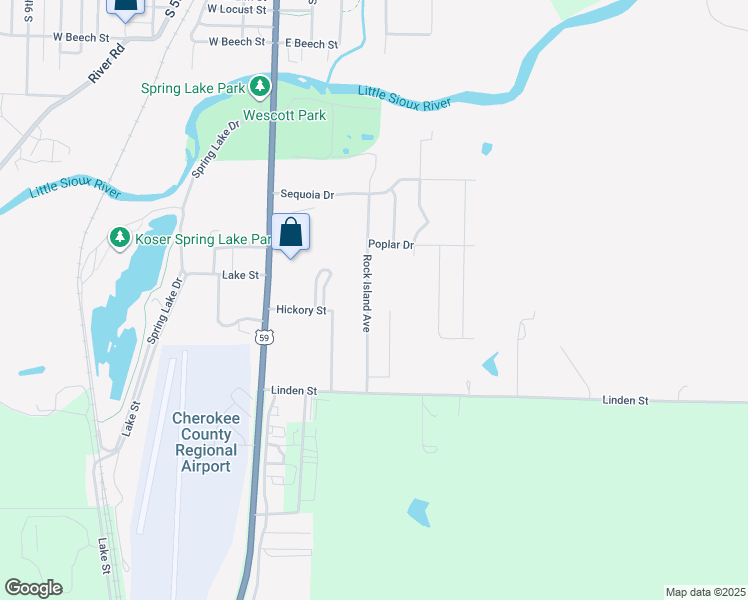 map of restaurants, bars, coffee shops, grocery stores, and more near 912 Rock Island Avenue in Cherokee