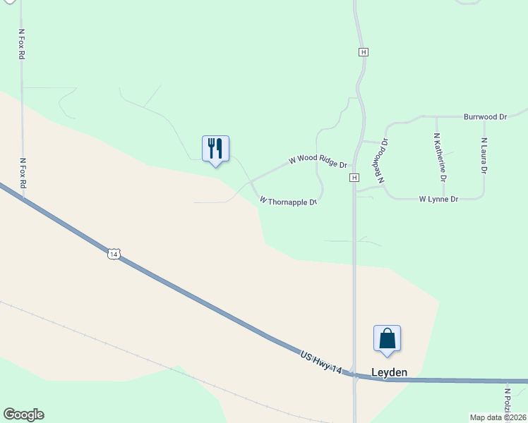 map of restaurants, bars, coffee shops, grocery stores, and more near 6737 West Thornapple Drive in Janesville