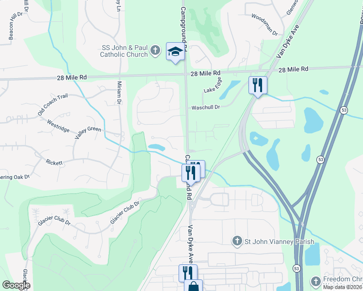 map of restaurants, bars, coffee shops, grocery stores, and more near 7971 Firestone Lane in Washington