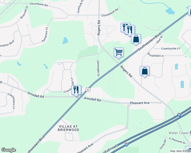map of restaurants, bars, coffee shops, grocery stores, and more near 5502 Southwestern Blvd in Hamburg