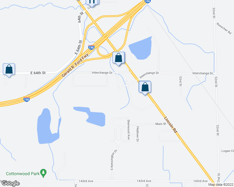 map of restaurants, bars, coffee shops, grocery stores, and more near 840 Interchange Drive in Holland