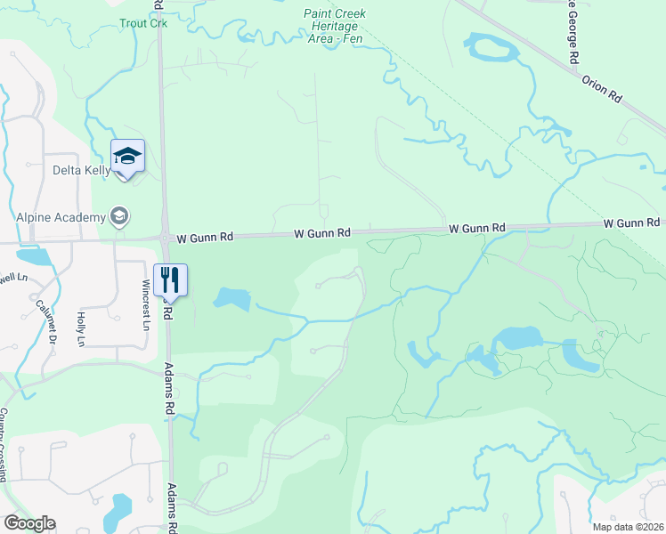 map of restaurants, bars, coffee shops, grocery stores, and more near 2586 Fairway Court in Rochester