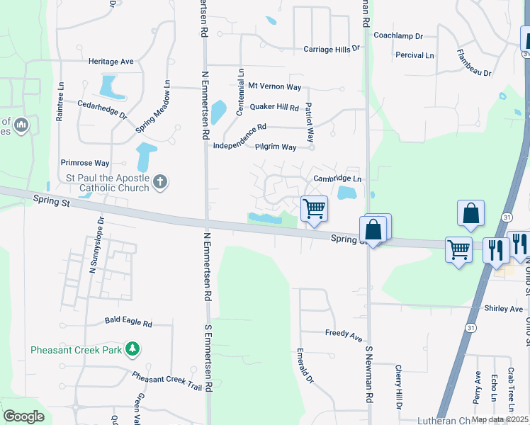 map of restaurants, bars, coffee shops, grocery stores, and more near 5803 Cambridge Circle in Mount Pleasant