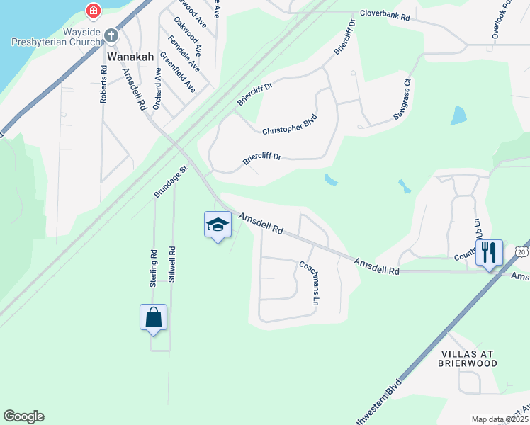 map of restaurants, bars, coffee shops, grocery stores, and more near 2786 Amsdell Road in Hamburg