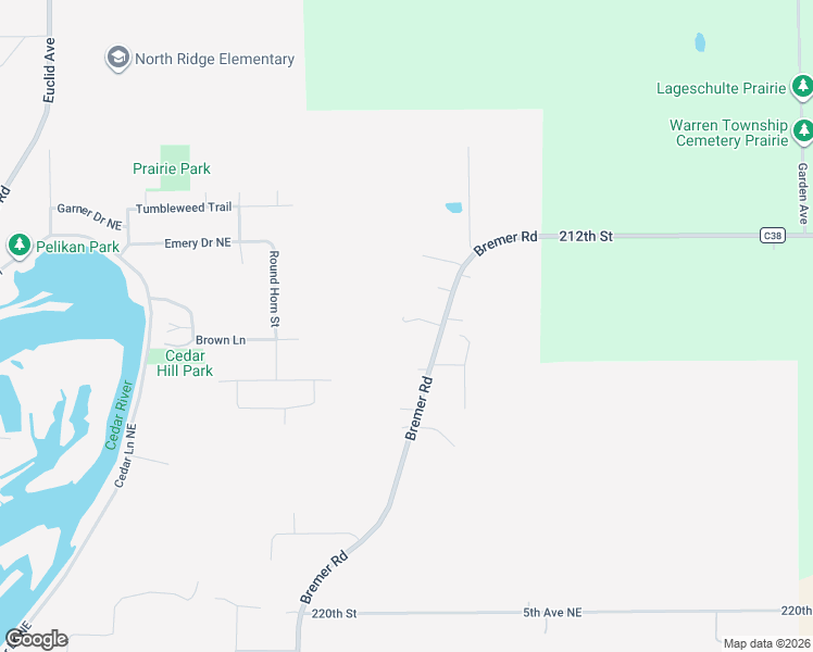 map of restaurants, bars, coffee shops, grocery stores, and more near 1403 Bremer Road in Waverly