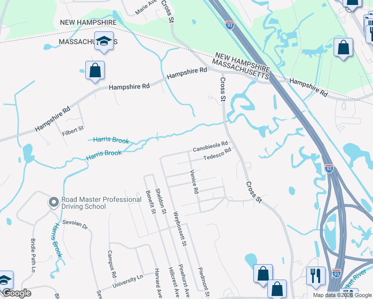 map of restaurants, bars, coffee shops, grocery stores, and more near 3 Venice Road in Methuen