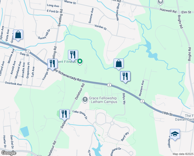 map of restaurants, bars, coffee shops, grocery stores, and more near 175 Troy Schenectady Road in Watervliet