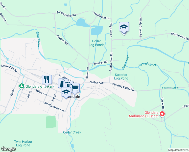 map of restaurants, bars, coffee shops, grocery stores, and more near 201 Brown Road in Glendale