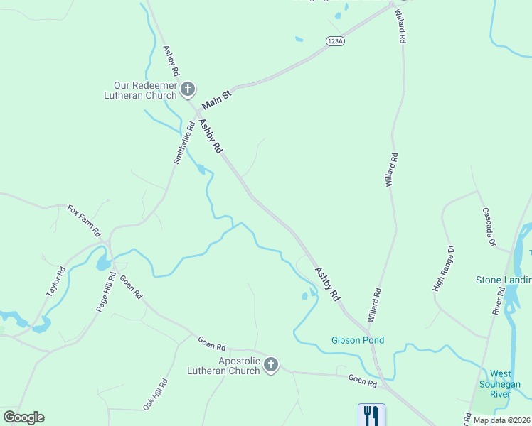 map of restaurants, bars, coffee shops, grocery stores, and more near 263 Ashby Road in New Ipswich