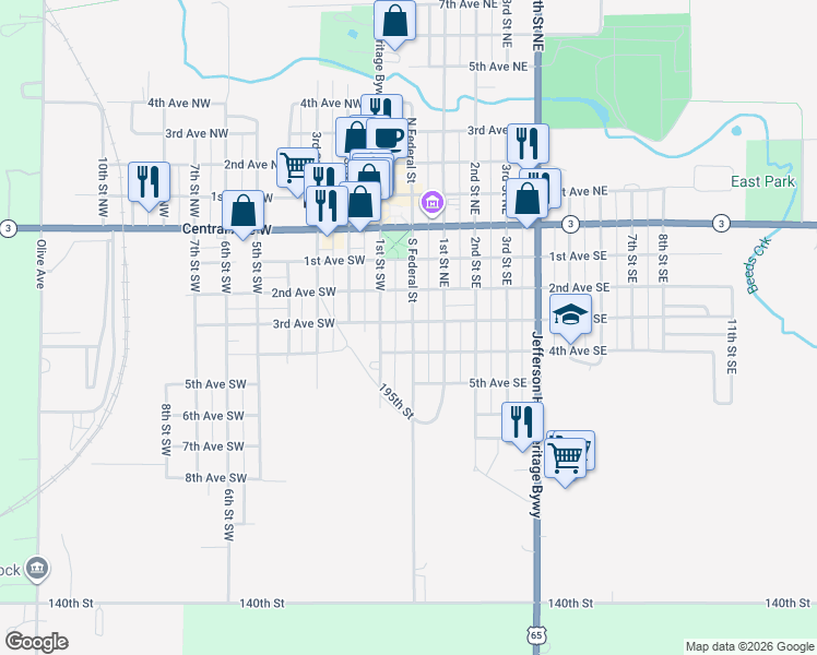 map of restaurants, bars, coffee shops, grocery stores, and more near 214 South Federal Street in Hampton