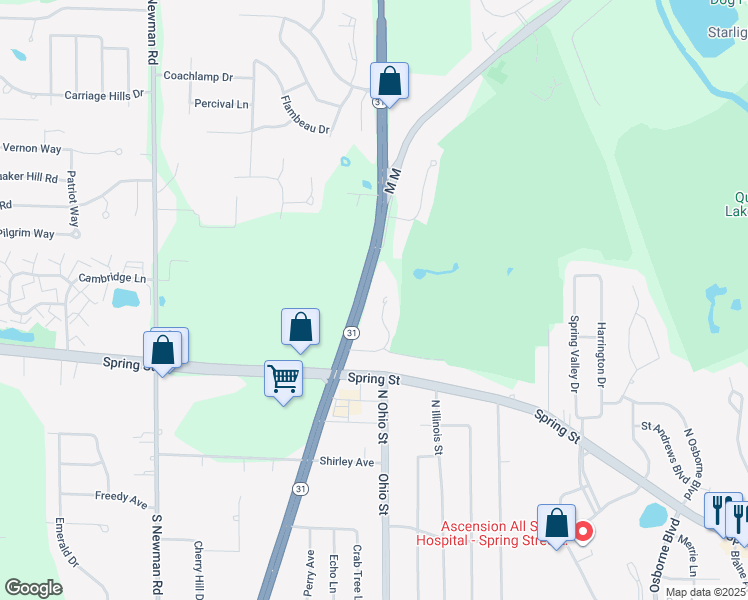 map of restaurants, bars, coffee shops, grocery stores, and more near 1507 North Green Bay Road in Mount Pleasant