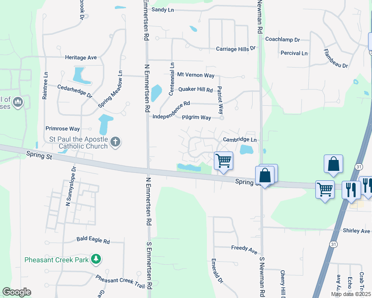 map of restaurants, bars, coffee shops, grocery stores, and more near 5748 Cambridge Circle in Mount Pleasant