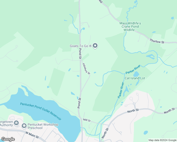 map of restaurants, bars, coffee shops, grocery stores, and more near 21 Pillsbury Street in Georgetown