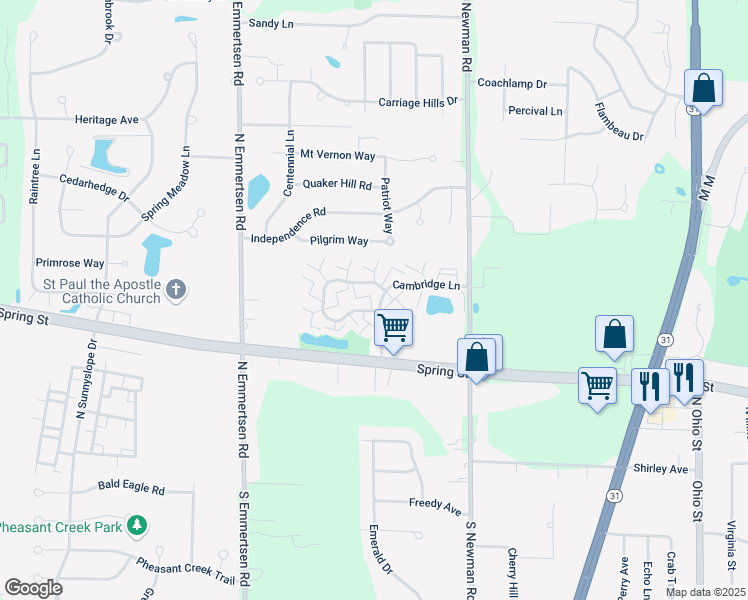 map of restaurants, bars, coffee shops, grocery stores, and more near 5803 Cambridge Circle in Mount Pleasant